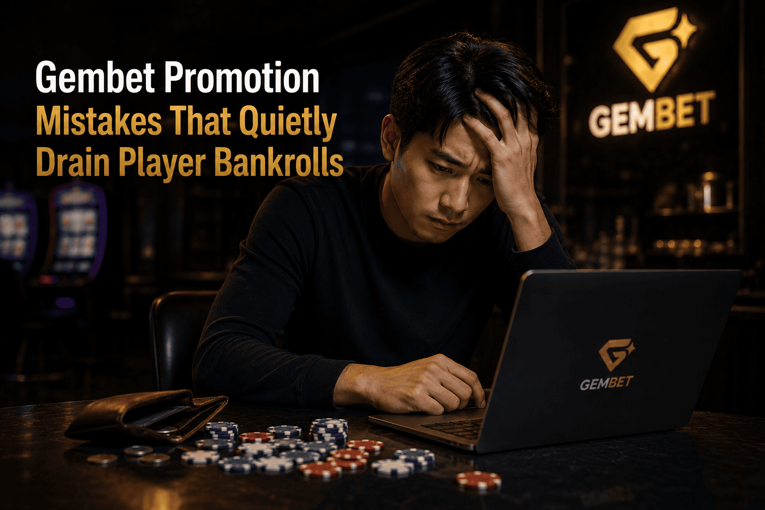 Casino player making emotional betting mistakes during a Gembet promotion session