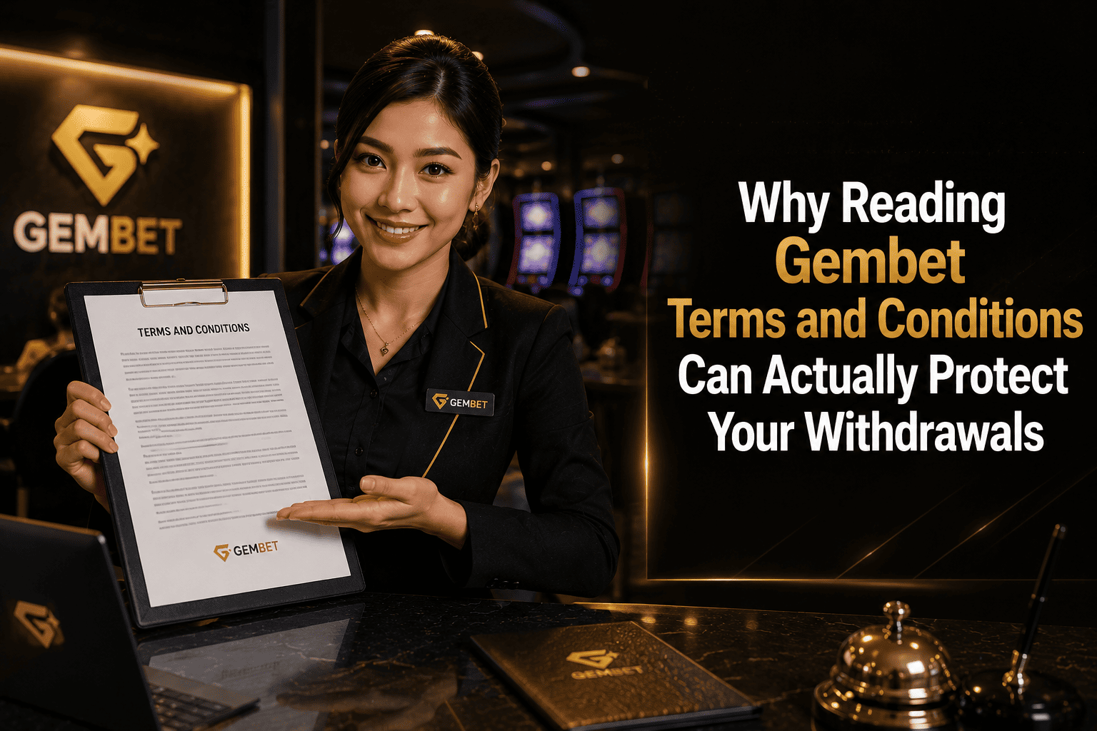 Terms and conditions guide shown on a Gembet casino account dashboard before withdrawal approval