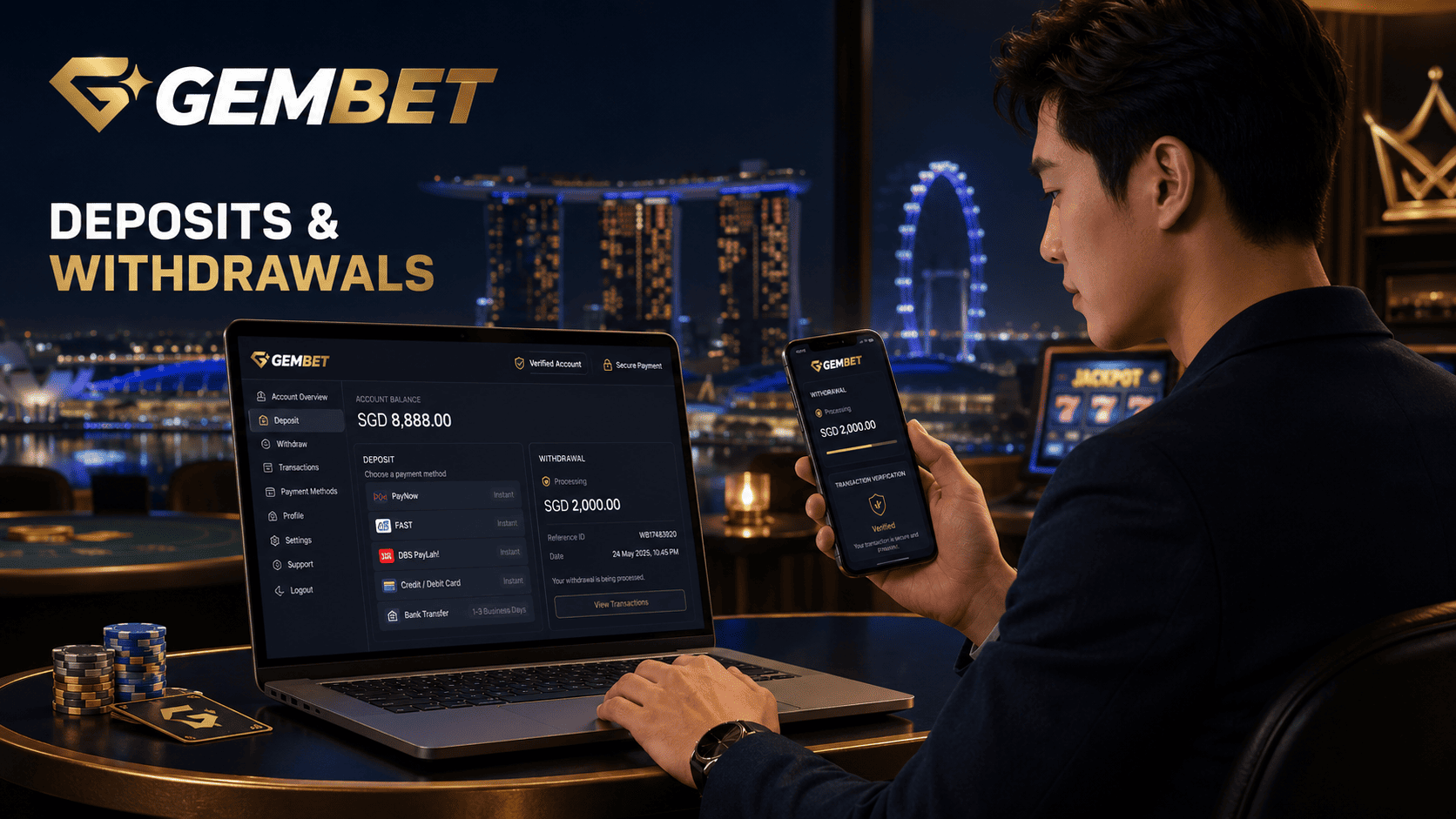 Deposits and withdrawals guide for Gembet Singapore users