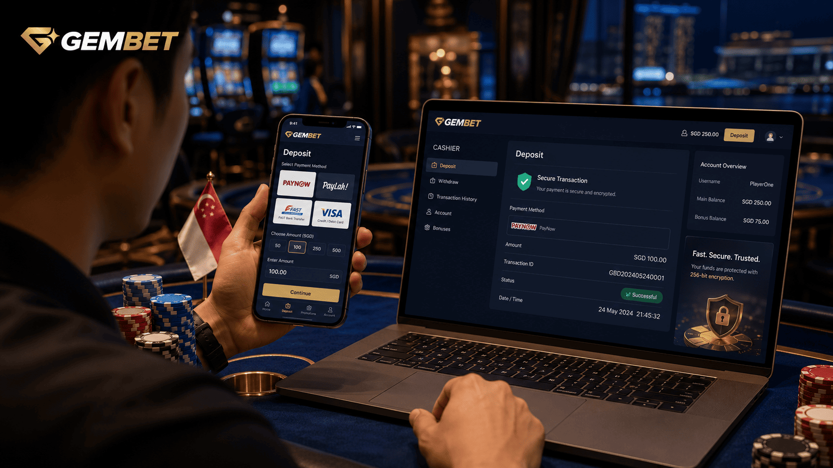 Gembet casino deposit guide for Singapore players