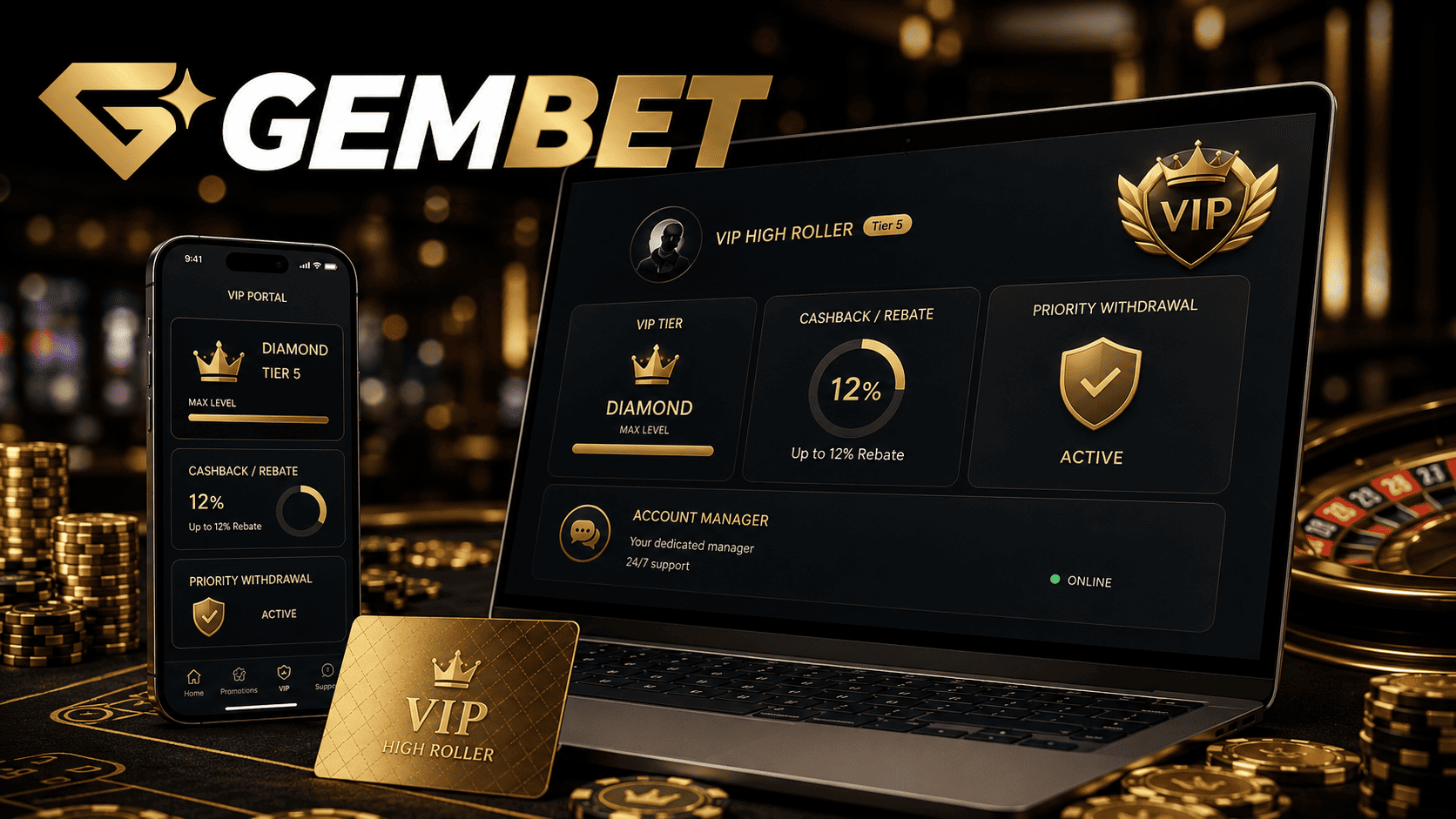 GemBet 888 high-roller reward tier with VIP account benefits