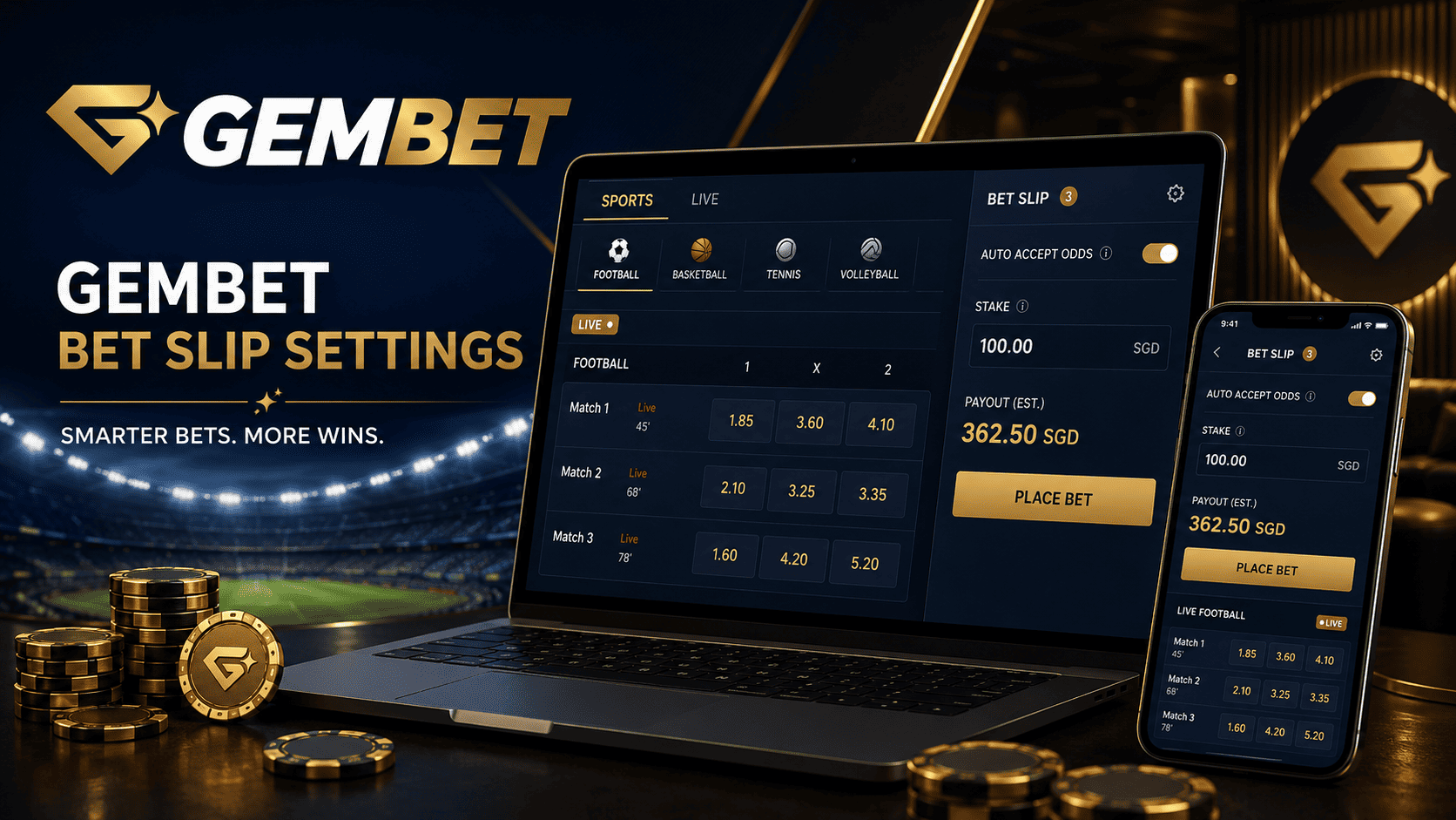 GemBet sports bet slip settings for faster live betting